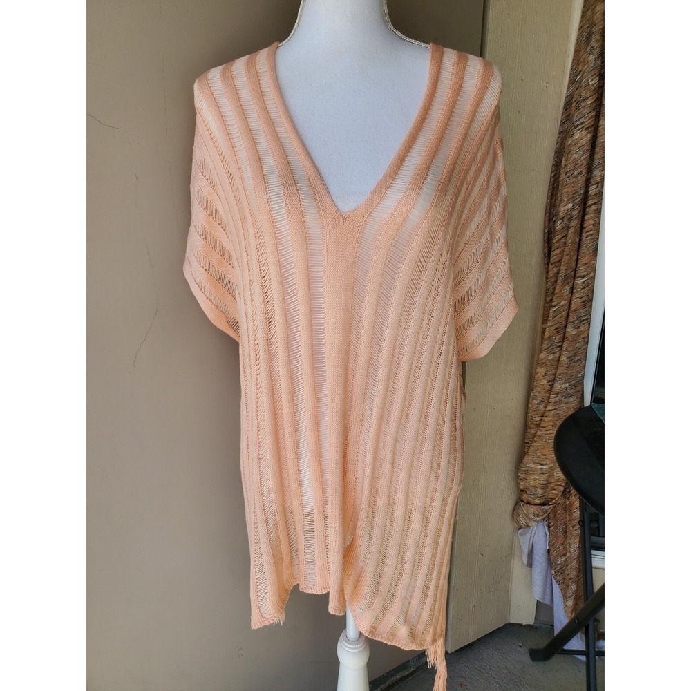 CUPSHE Pullover Knit Swim Cover Up Womens OS Orange Adjustable Tie Sides NWT